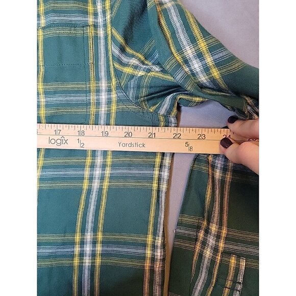prAna Button Up Flannel Shirt Men's Small Green Yellow Plaid Casual, NWT $79 - Picture 7 of 13
